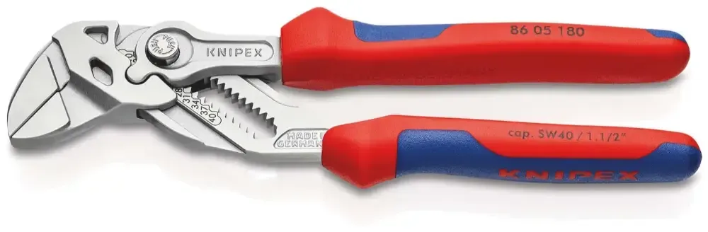 KNIPEX Zangenschlüssel Zange und Schraubenschlüssel in einem Werkzeug verchromt 180 mm - 8605180SB