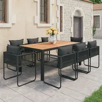 VidaXL 9-tlg. Garten-Essgruppe PVC Rattan Schwarz und Braun -