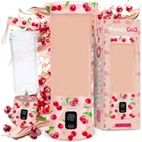 Mixer BlendyGo 3 Smoothie Maker, Smoothie Mixer Klein, Mini Portable Blender, Tragbarer USB Smoothie-Maker to go, Standmixer 550 ml, BPA-freie, PulseMotion &BlendPro (Candy Cherry)