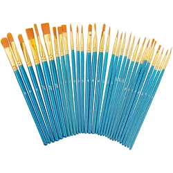Relaxdays Pinsel Set 30-teilig, Acryl-, Öl- & Wasserfarben, Hobby & Schule, Nylon-Borsten, Malpinsel-Set, mehrfarbig