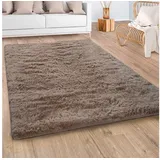 Paco Home Hochflor-Teppich »Silky 591«, rechteckig, 37 mm Höhe, Uni-Farben, besonders weich und kuschelig Paco Home taupe B/L: 160 cm x 220 cm