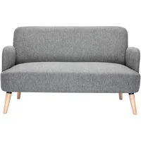 Skandinavisches Sofa 2-Sitzer aus hellgrauem Stoff und hellem Holz ISKO