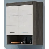 inn.furn Hängeschrank Weiß Hochglanz Grau 74 cm 2-türig Shawn