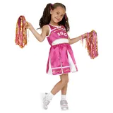 Cheerleader Costume, Child, Pink, with Dress & Pom Poms, (M)