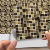 Fliesenaufkleber Mosaik-Braunes Muster Klebefliesen PVC-Material Mosaikfliesen Wasserdicht Ölfest Fliesenaufkleber bad Fliesenfolie Küchenrückwand Selbstklebend DIY Home Decor 10 Stück/10x10cm