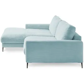 KAWOLA Ecksofa Cara Cord Recamiere links hellblau