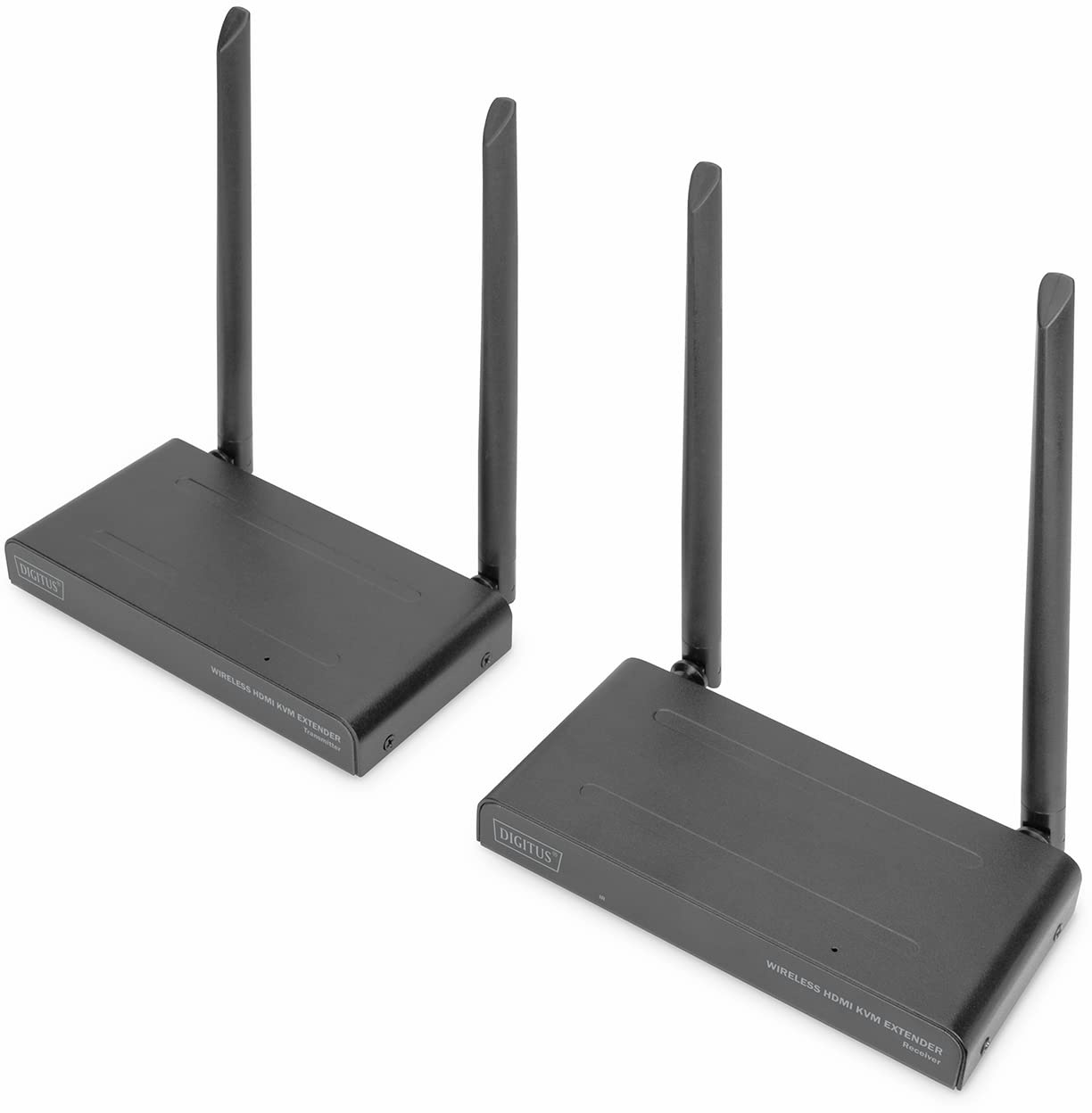 DIGITUS Wireless HDMI KVM Extender Set - Reichweite bis 200 m - FullHD 1080p/60Hz - Punkt-zu-Punkt - HDMI Loop Out - IR-Übertragung - schwarz