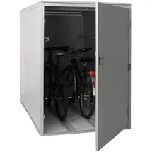 MCW 2er-Fahrradgarage, Fahrradbox mit Ablage, abschließbar, Metall, 160x113x209 cm, Hellgrau