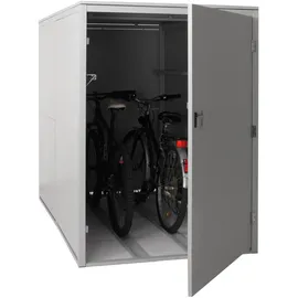 MCW 2er-Fahrradgarage, Fahrradbox mit Ablage, abschließbar, Metall, 160x113x209 cm, Hellgrau