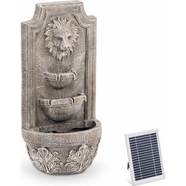 Hillvert Solar Gartenbrunnen - Löwenkopf-Kaskade 3 Ebenen - LED-Beleuchtung