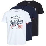 JACK & JONES Male T-Shirt 3er-Pack Logo Rundhals T-Shirt