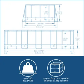 BESTWAY Power Steel Frame Pool oval Set 549 x 274 x 122 cm inkl. Filterpumpe