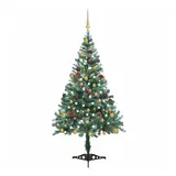 vidaXL Weihnachtsbaum mit Schnee LEDs Kugeln Zapfen 150 cm