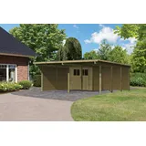 Karibu Doppelcarport Eco 5,63 x 6,76 m naturbelassen inkl. Abstellraum