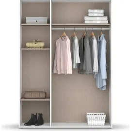 Rauch Kleiderschrank, Garderobe für Schlafzimmer, Kinderzimmer, Babyzimmer, 3-türig mit Griffen und Füßen aus Massivholz, Farbe weiß 140x203x53cm