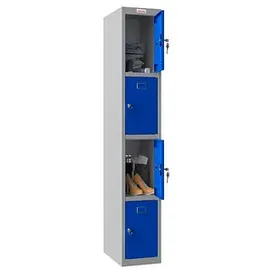 Phoenix Spind Locker blau, grau PL1430GBK, 4 Schließfächer 30,0 x 50,0 x 183,0 cm