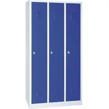 Gürkan Spind Stahl 90 x 50 x 180 cm blau/grau 3 Abteile mit Drehriegelschloss
