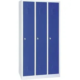 Gürkan Spind Stahl 90 x 50 x 180 cm blau/grau 3 Abteile mit Drehriegelschloss