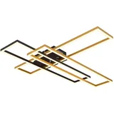GLOBO LED Deckenleuchte beweglich gold Designleuchte, Alu gold schwarz, 40W 1650Lm warmweiß, LxBxH 80x60x9,5 cm