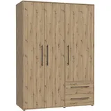 DS PRODUKT Drehtürenschrank Mokkaris, OTTOs Choice, TOPSELLER! 3 oder 4 Türen, zeitloses Design (B/H/T ca. 145x200x59cm oder 206x200x59cm) Schubladen + schwarze Stangengriffe, Made in Europe, viel Stauraum beige 144,4 cm x 200,1 cm x 58,8 cm
