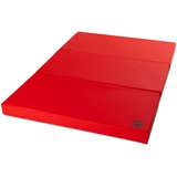 Jeflex - rot schwarze klappbare Weichbodenmatte & Turnmatte 150 x 100 x 8 cm MADE IN GERMANY/faltbare Gymnastikmatte/platzsparende Fitnessmatte & faltbare Yogamatte/dicke Sportmatte für Kinderzimmer