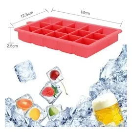 Intirilife 2x Eiswürfelformen in ROT - 2er Set à 15 Fächer Eiswürfel Silikonformen mit Deckel - 18 x 13 x 2.5