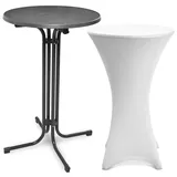 Beautissu Stehtisch klappbar Ø70 cm Grau/Weiß