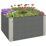 Outsunny Hochbeet, Blumenkasten, Pflanzkasten mit offenem Boden, Kräuterbeet für Garten, Balkon, Grau, 60 x 60 x 30 cm