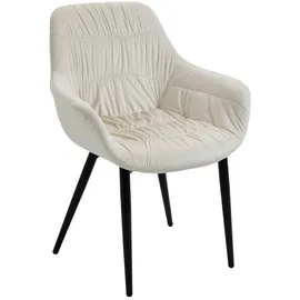 SalesFever Essgruppe, 5 tlg. 160 x 85 cm | Bezug Samt creme Gestell schwarz Tisch Naturfarben | 370018