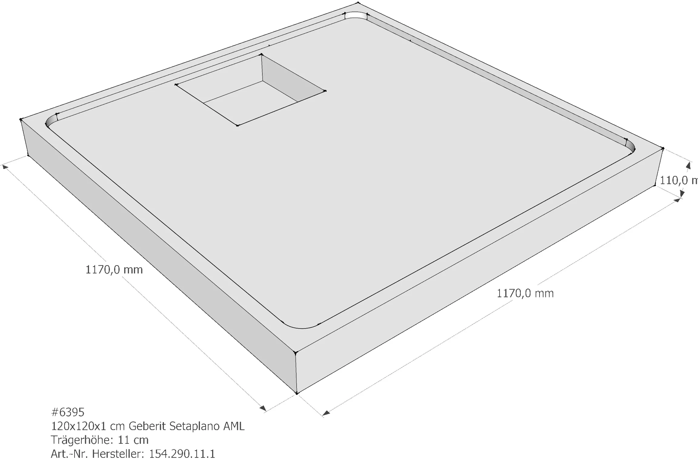 Duschwannenträger Geberit Setaplano 120x120x1 cm AM150