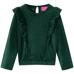 Kinderbluse mit Rüschen Dunkelgrün 104 – Stilvoll & bequem - 104