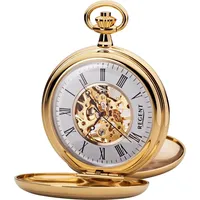 Regent Taschenuhr P701-19363040, (Set, 2-tlg., mit dazu passender Kette), Herrenuhr, Handaufzug, skelettiertes Zifferblatt, Geschenkidee goldfarben