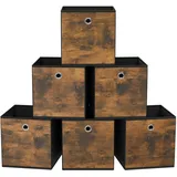 Songmics Aufbewahrungsbox, 6er Set, vintagebraun-schwarz