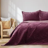 AmeliaHome Tagesdecke 200x220 cm violett lila zweiseitig Steppung Velvet