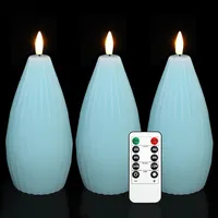 Silverstro Ocean Blue Flammenlose LED Kerzen mit Fernbedienung & Timerfunktion Dimmbar - 3er Set