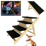 Suusolny 2-in1 Hunderampe Klappbar Hundetreppe Haustiertreppe Tiertreppe Holz mit Rutschfester Trittmatte Petwalk Hundeleiter bis zu 80 kg für Bett Sofa