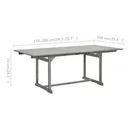 vidaXL Garten-Esstisch (150-200)x100x75 cm Massivholz Akazie
