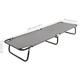 vidaXL Klappliege 190 x 58 x 28 cm Grau