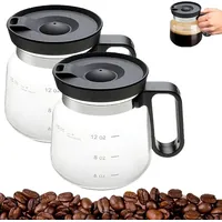 2Pc 16oz Glass Kaffeebeacher | Coffee Pot Style Kaffeegläser | Hitzebeständiger Glass Trinkglas mit Strohhalm Deckel | Auslaufsicherer Reisen Latte Macchiato Kaffeetasse für Camping & Picknick