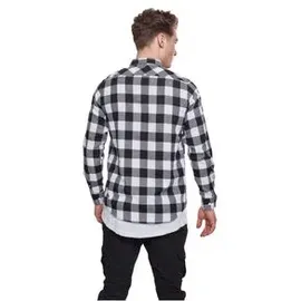 URBAN CLASSICS Flanellhemd Schwarz/Weiß L