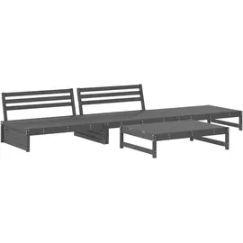 vidaXL 4-tlg. Garten-Lounge-Set Grau Massivholz Kiefer