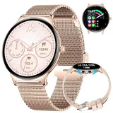 LIGE Damen Smartwatch Bluetooth Anrufe für Android iOS Smart Watch Damen 100+ Sport 1.43" AMOLED Always-on Display Damen Smartwatch Rosegold Frauen Smartwatch Herzfrequenz Schlaf Monitor