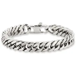 Armband BRUNO BANANI "Schmuck Geschenk, Armkette Panzerkette 10 mm breit Silber" Gr. 21, silber (edelstahlfarben), Armbänder, Herren, 21, Edelstahl