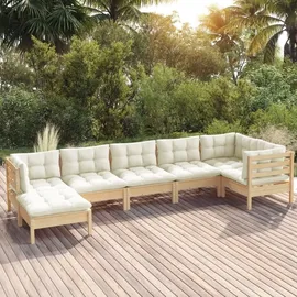 vidaXL Garten-Lounge-Set 7-tlg. creme Kiefer