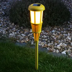 LED Solar Garten Fackel Flamme Feuereffekt H: 61cm Wegleuchte Solarleuchte gelb