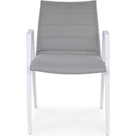 Natur24 Gartenstuhl 2er Set 57 x 65 x 84 cm weiß mit Quick-Dry Polster grau