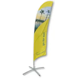 Beachflag Standard Kreuzfuss L inkl. bedruckter Fahne in Segelform u. Tragetasche