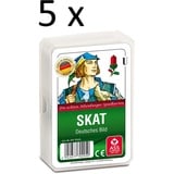 Ass Altenburger Spielkarten Skat Skatkarten deutsches Bild, Blatt mit Kornblume, 5er Pack