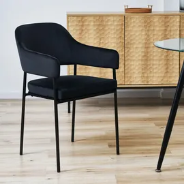 Svita Scarlett 2er Set Esszimmerstühle Armlehnstuhl Polsterstuhl Samt Schwarz