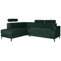 MOEBLO Ecksofa BITON, Eckcouch mit Bettfunktion Couch L-Form Polstergarnitur Wohnlandschaft Polstersofa mit Ottomane Couchgranitur Sofa, Verstellbare Kopfstützen, mit Schlaffunktion und Bettkasten, (BxHxT): 250x98x200 cm grün